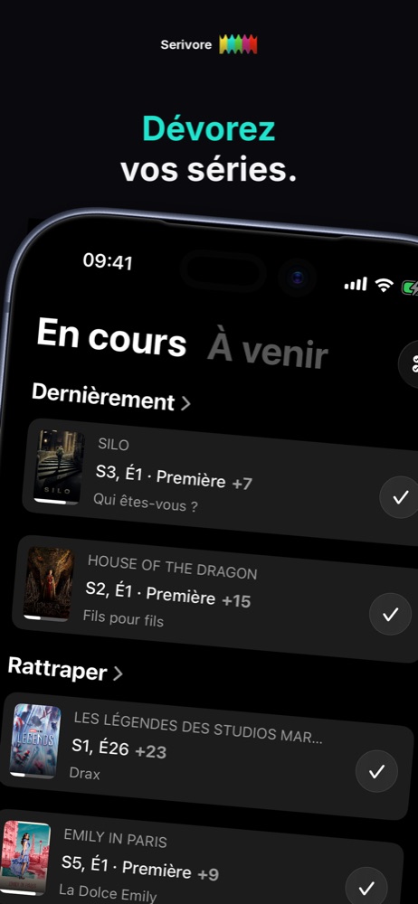 Serivore : les séries en cours et les épisodes à voir